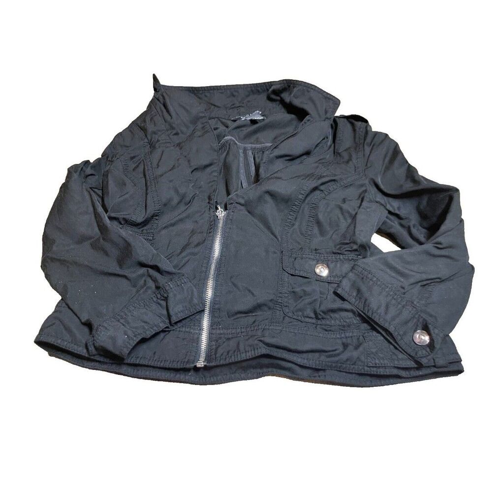 White House Black Market Jacket Womens Size 10 Black Full Zip Long Sleeve Pocket